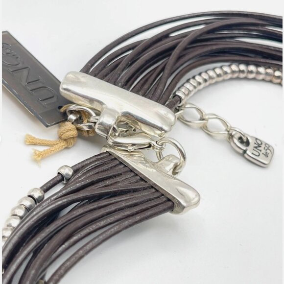Uno De 50 OMARIBA Necklace Multi strand Leather layers cords beaded statement - Picture 10 of 16
